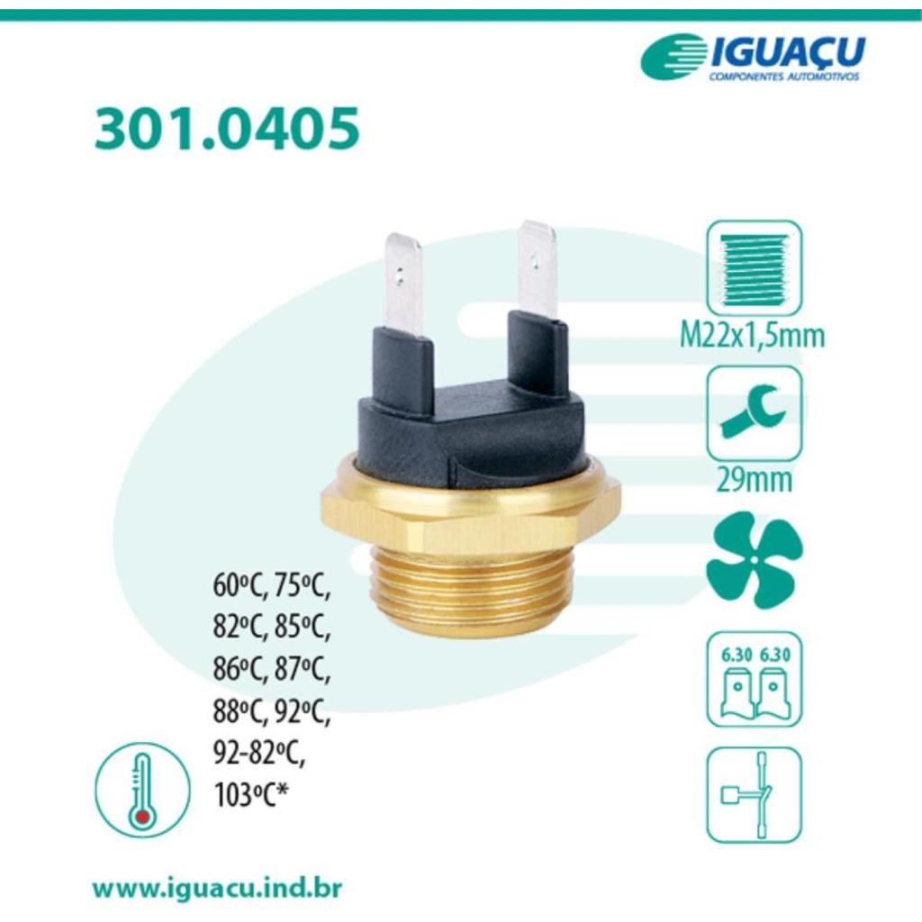 Termo interruptor do radiador Ford Del Rey 1981 a 1989