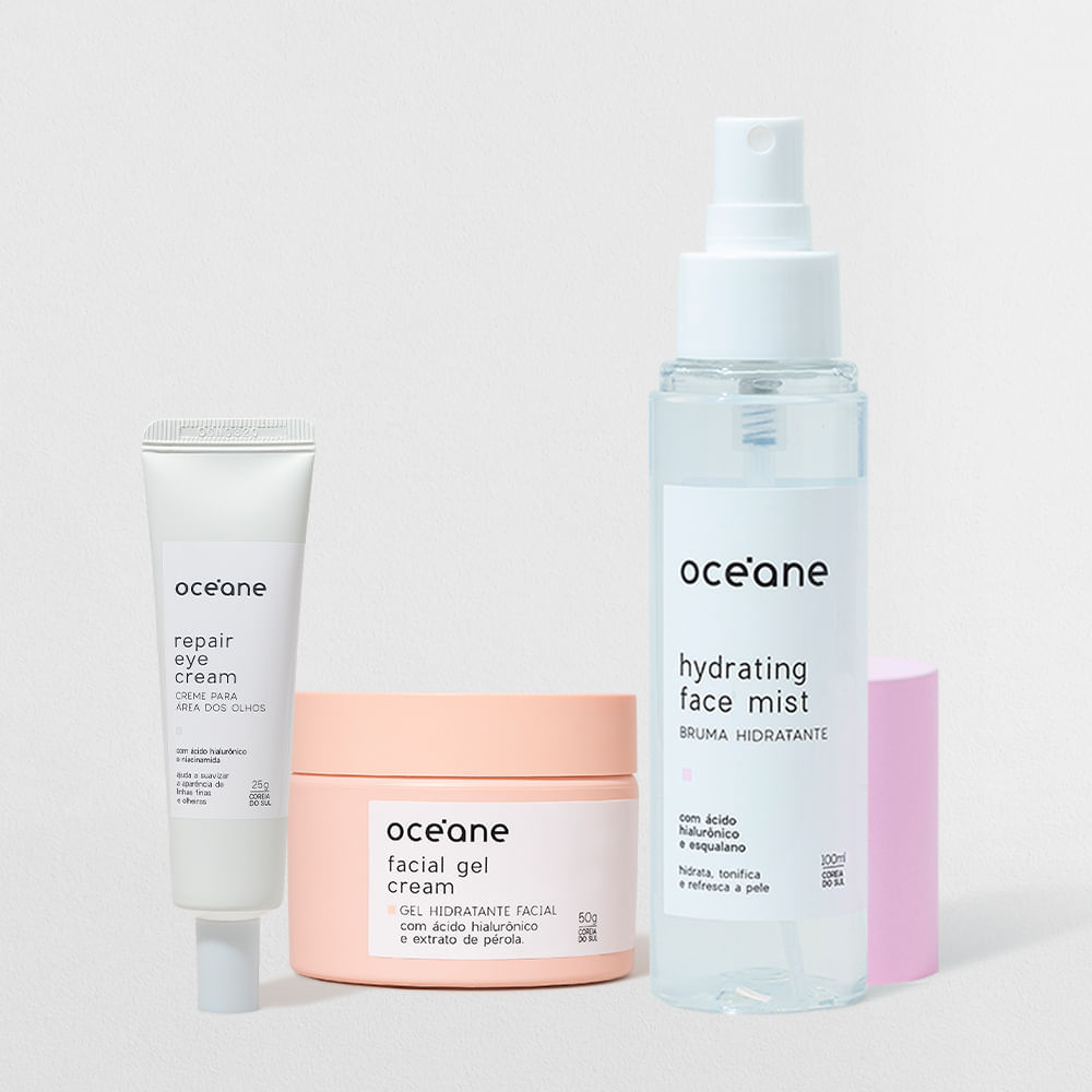 Kit Gel Hidratante + Creme para Área Dos Olhos + Bruma Hidratante (3 Produtos) em Oferta na Shopee