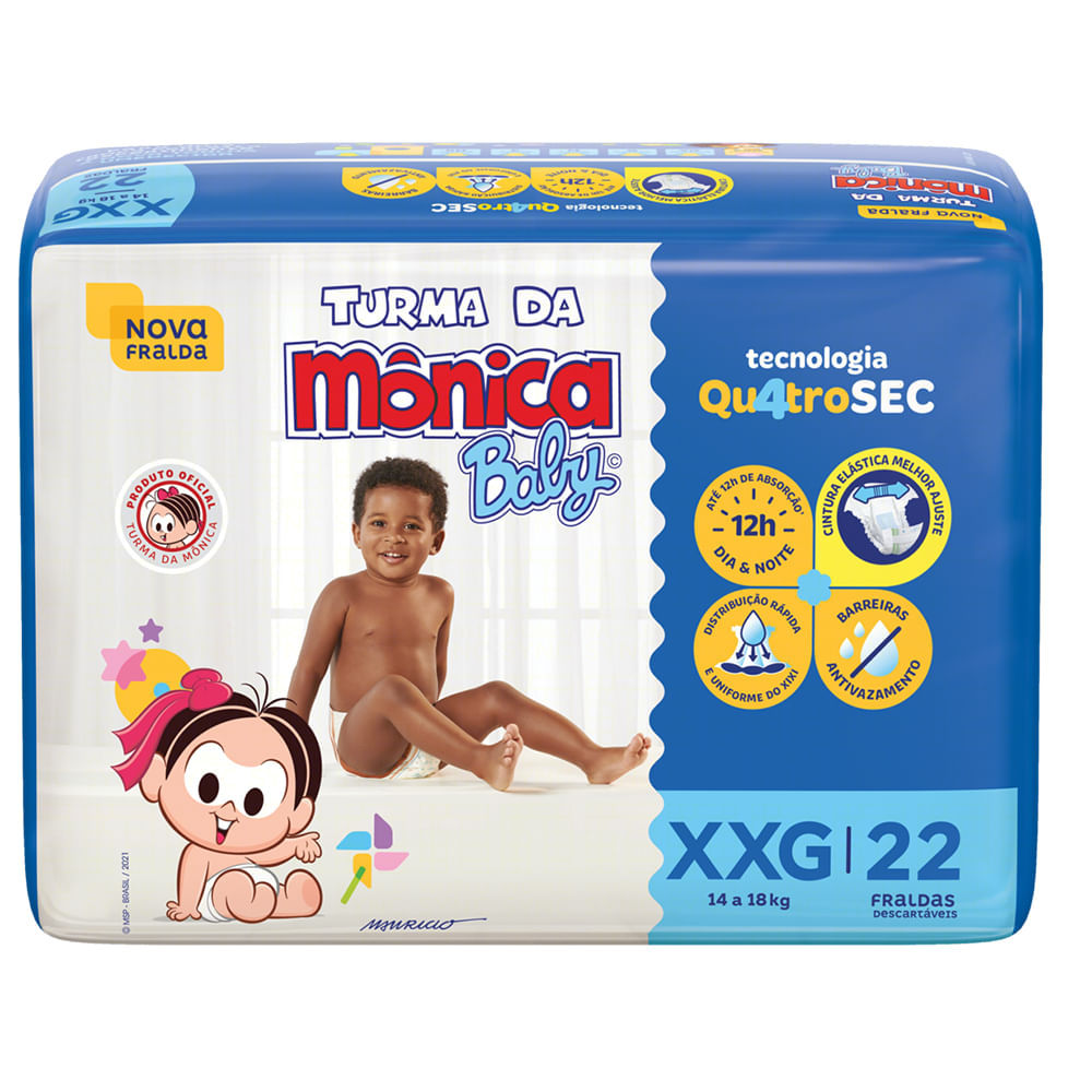 Fralda Descartável Turma Da Monica Baby Econômica XXG Com 22 Unidades em Oferta na Shopee