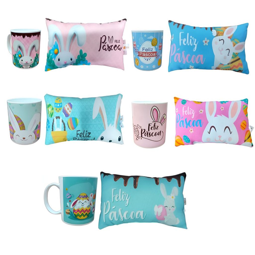 Kit Travesseiro Mini Páscoa Com Caneca 350ml Café Chá Feliz Páscoa Coelhinho Fofinho Decorativo Presente Amigos Família em Oferta na Shopee