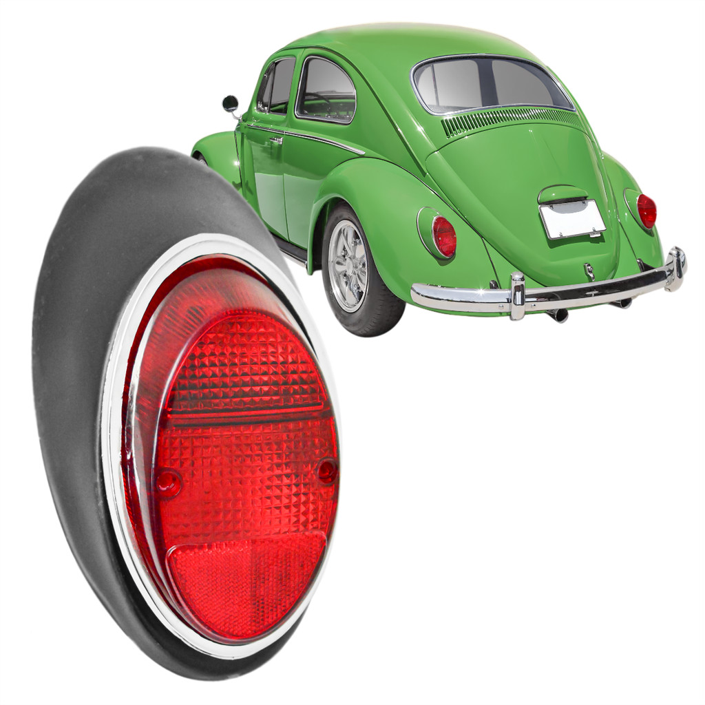 Lanterna Sinaleira Traseira Fusca 1300 1963 a 70 + Aro Cromado Lente RUBI-Le Motorista