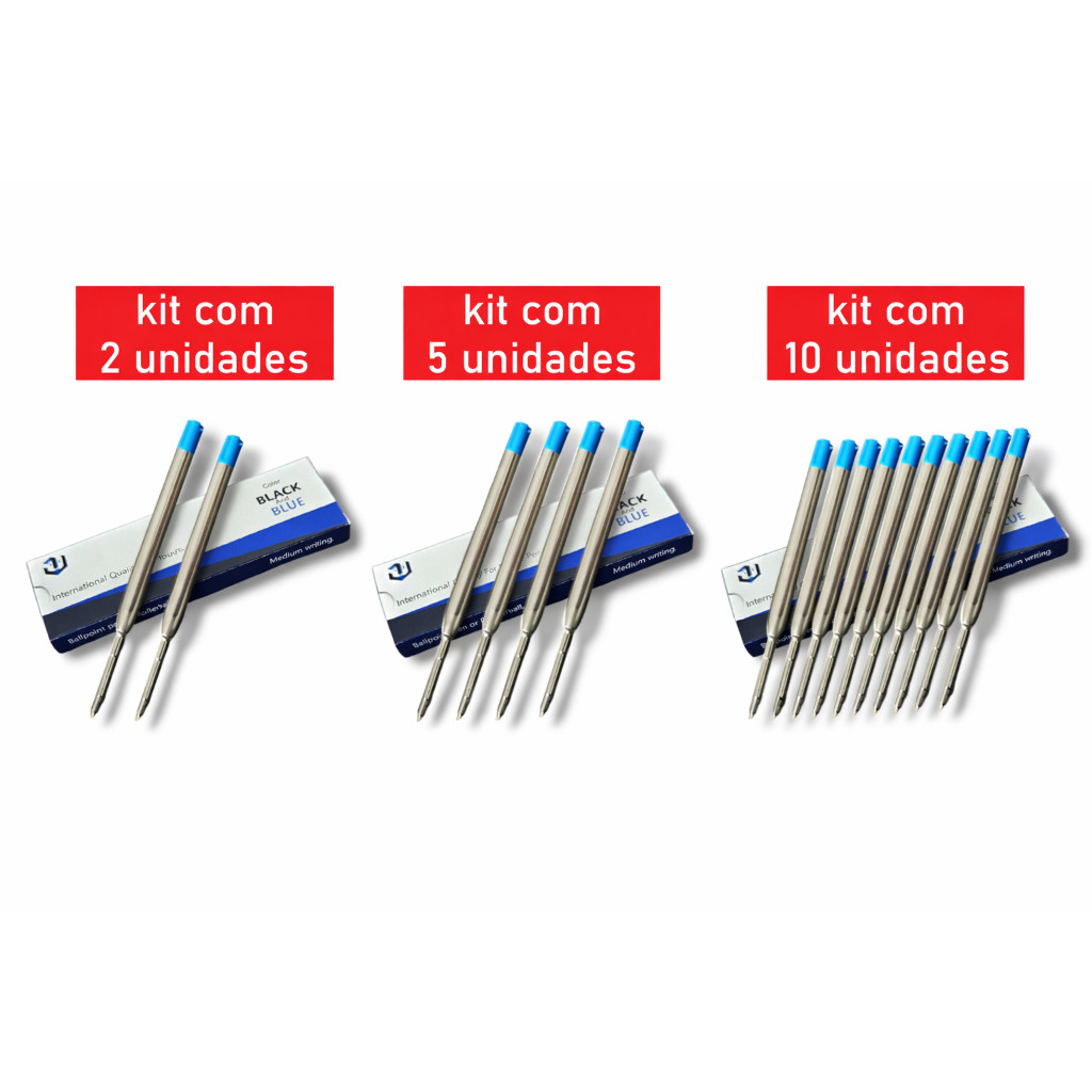 Carga Refil Cartucho de Tinta para Canetas Parker Cross Crown  em aço Padrão Universal Coroa 14007