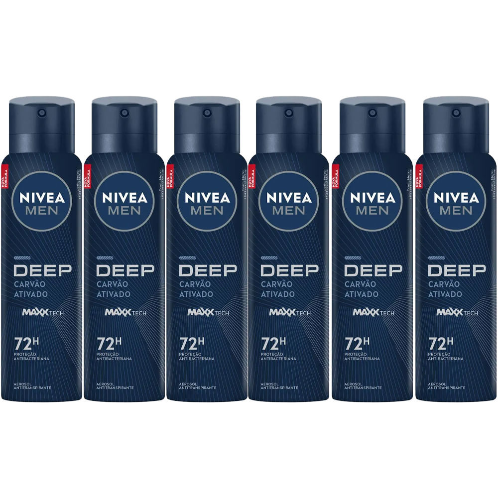 Kit Desodorante Aerosol Nivea Men Deep Original 150ml - 6 Unidades