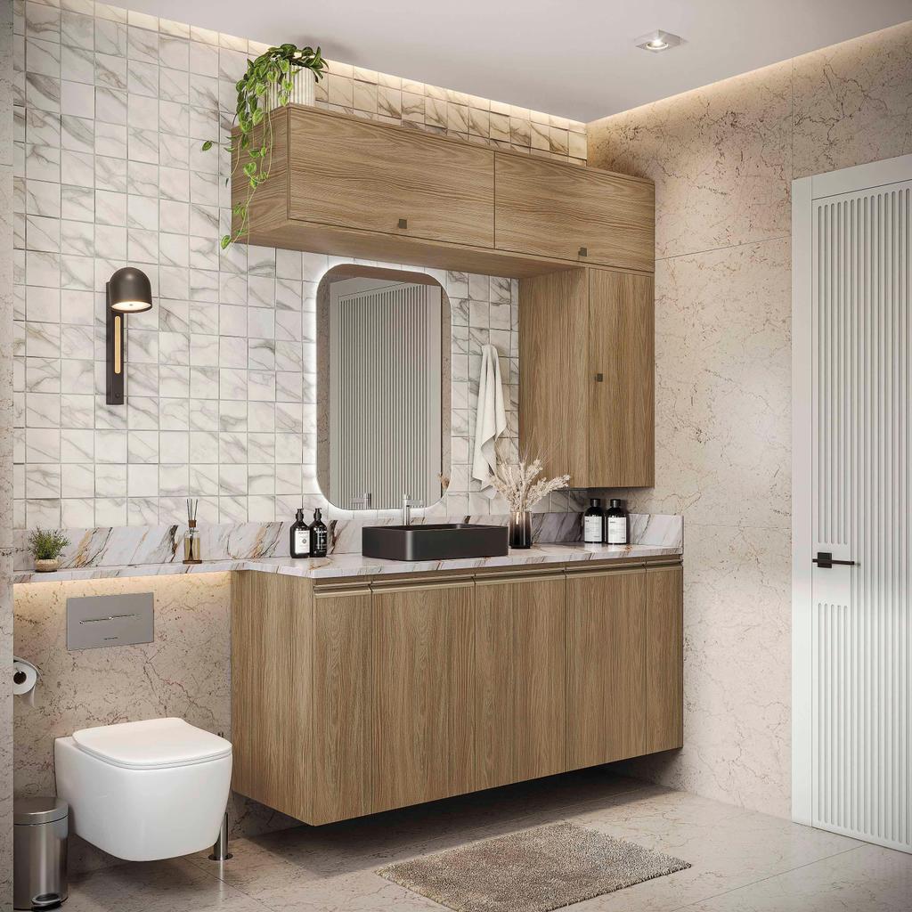 Conjunto para Banheiro Kappesberg Celeste 7 Peças Nogueira 160cm em Oferta na Shopee