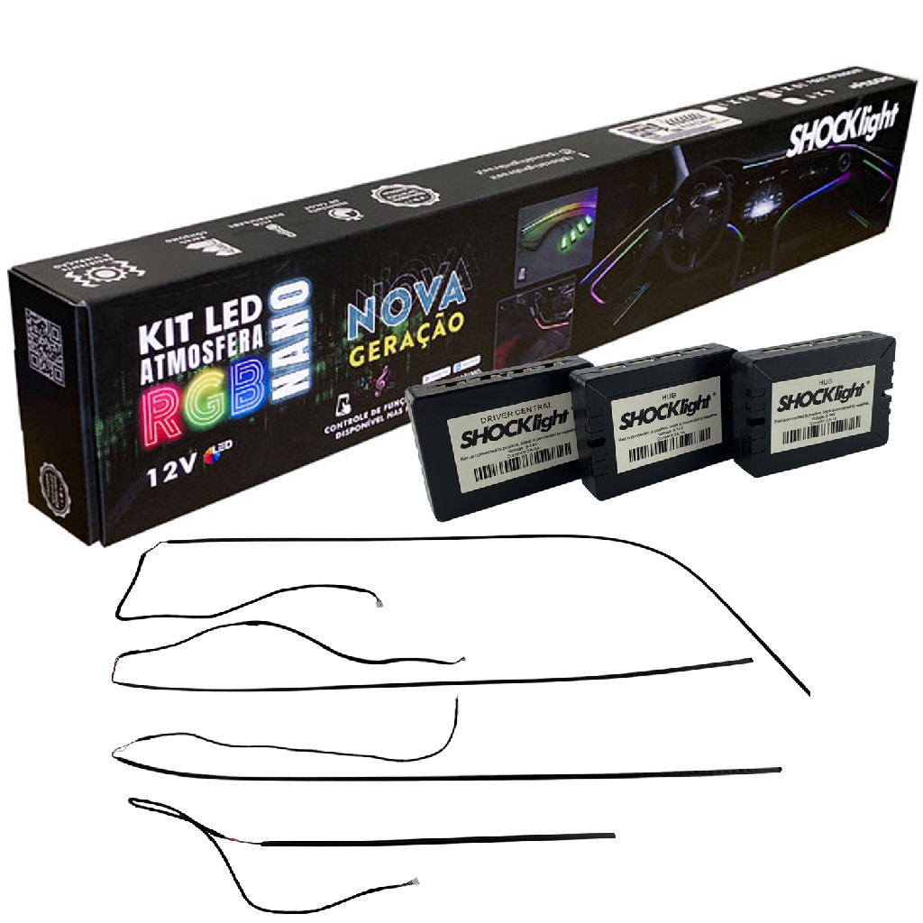 Kit Fita Led Luz Interna Painel Atmosfera Nano Neon RGB 4x1