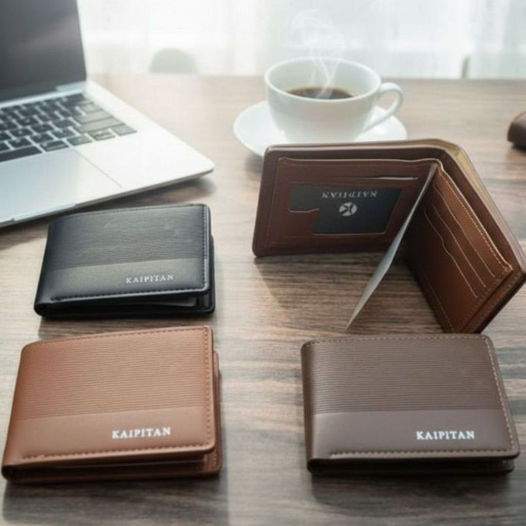 Carteira Couro Sintético Masculino Minimalista Porta Cartão e Dinheiro Marrom ou Preto