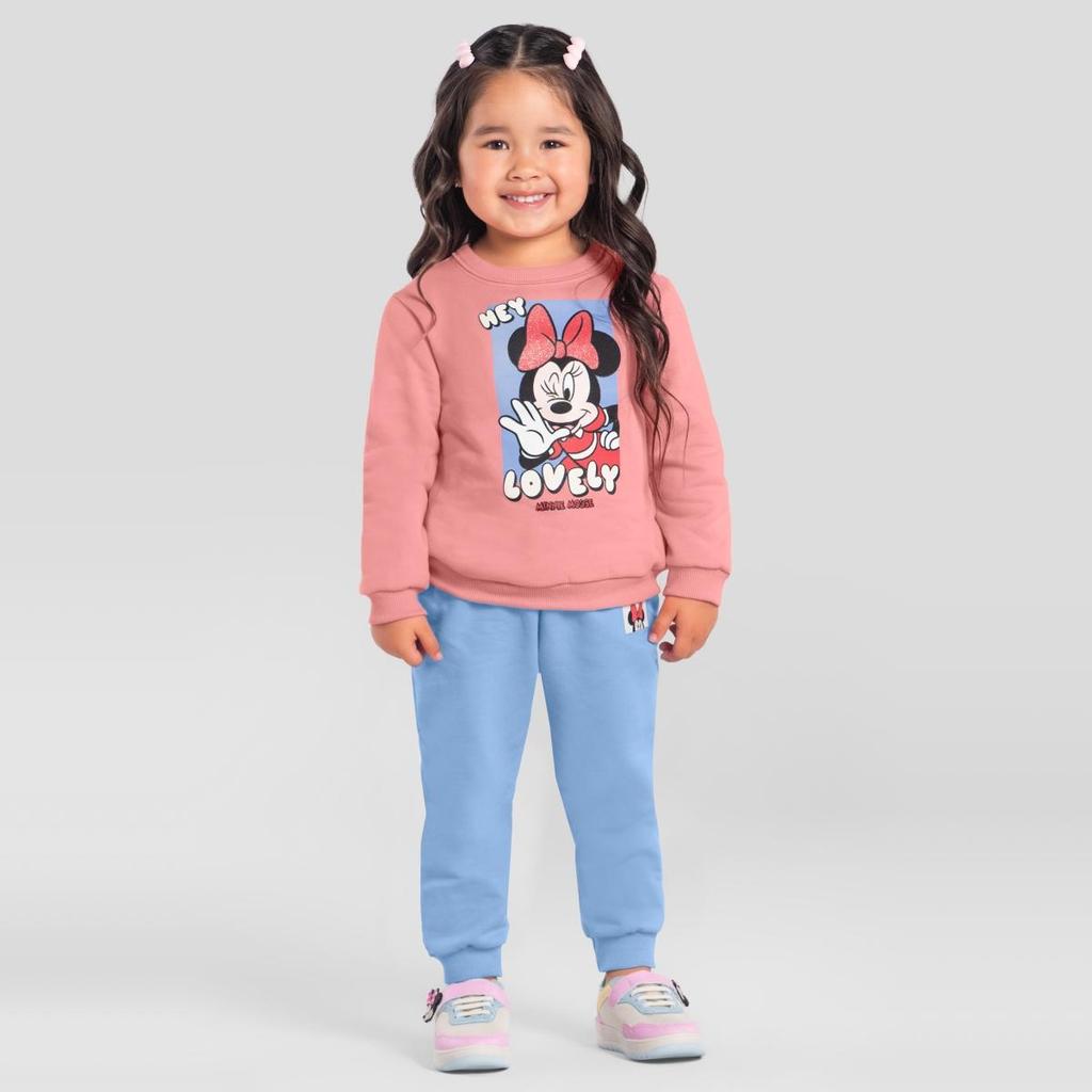 Conjunto infantil menina em moletom da Minnie Mouse Brandili