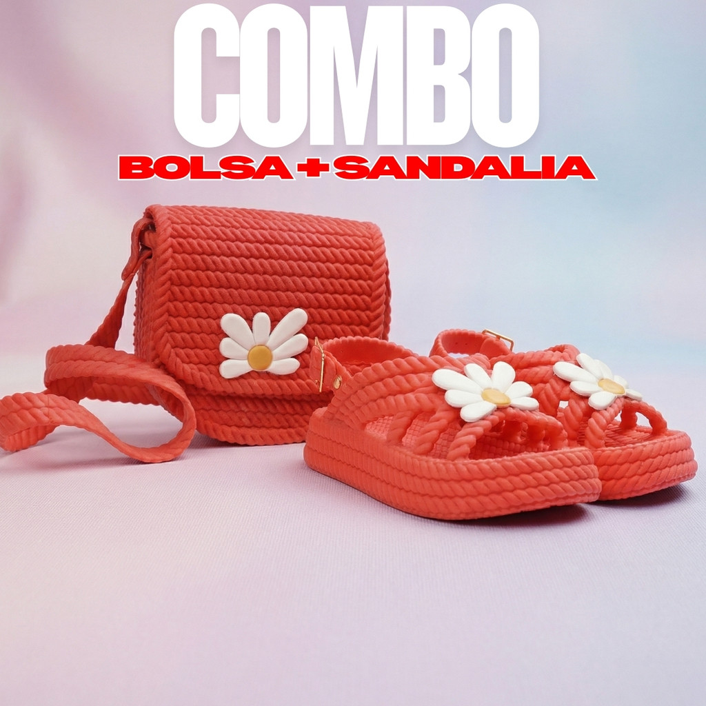 Kit Sandália Infantil Papete + Bolsa Feminina Lançamento Confortável Trançada