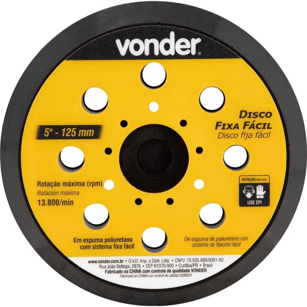 Disco Fixa Facil 125mm Para Lixadeira LRV355 Vonder em Oferta na Shopee
