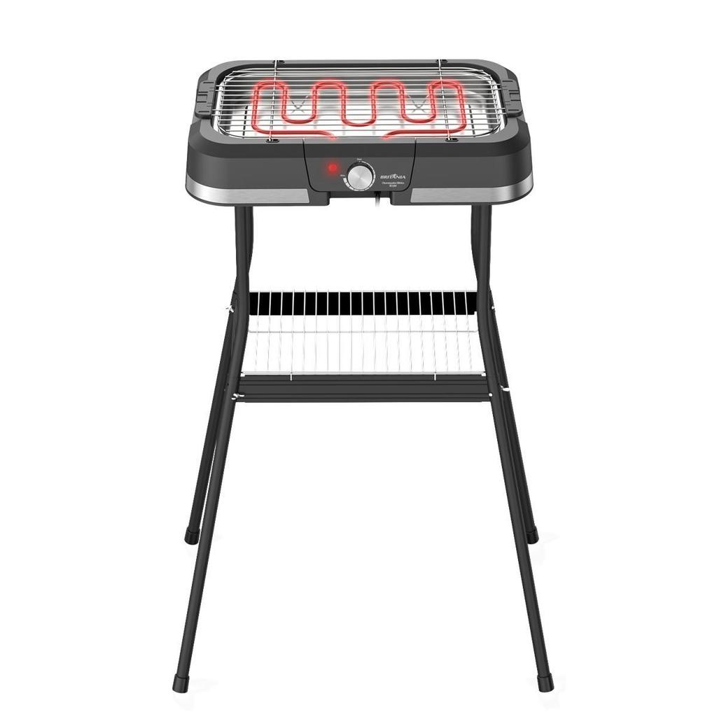 Churrasqueira Elétrica BCQ90 1500W Britânia Suporte com Prateleira Bandeja Removível 220V em Oferta na Shopee