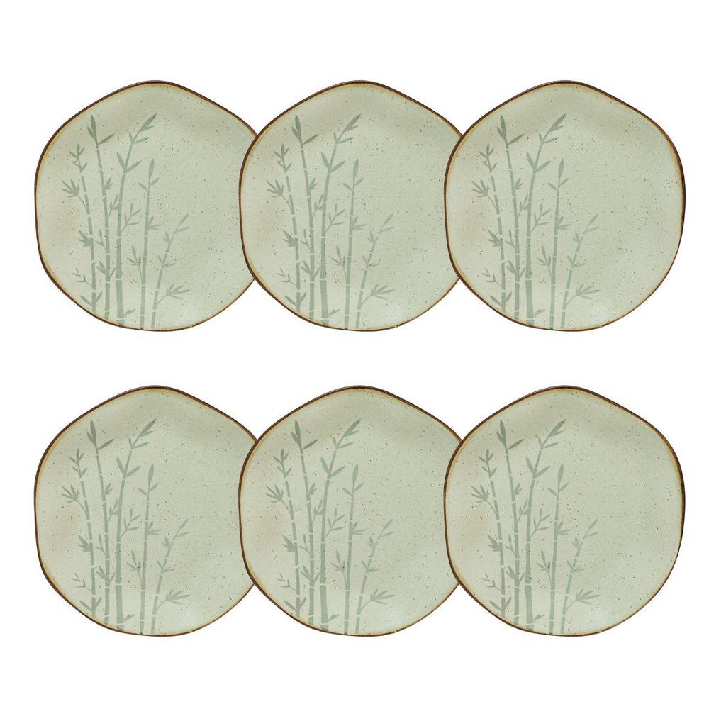 Conjunto 6 Pratos de Sobremesa 21,5 cm Ryo Bambu Porcelana Oxford em Oferta na Shopee