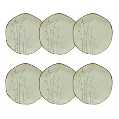 Conjunto 6 Pratos de Sobremesa 21,5 cm Ryo Bambu Porcelana Oxford