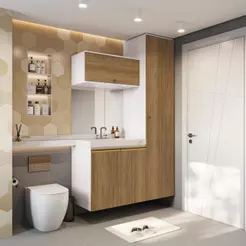 Conjunto para Banheiro Kappesberg Celeste 3 Peças Branco/Nogueira 130cm
