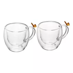 Conjunto 2 Xícaras de Chá Sun Garden 180ml Wolff Vidro Borossilicato para Chá Café Mesa Posta Servir Bebidas Quentes