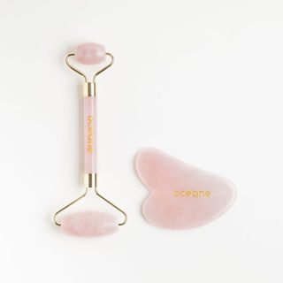 Kit de Massagem Facial de Quartzo Rosa - Quartz Roller & Gua Sha Set em Oferta na Shopee