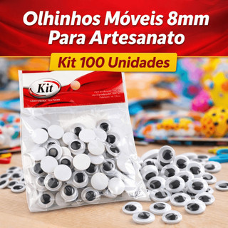 Olhinhos Móveis 8mm Para Artesanato Kit 100 Unidades Autoadesivo Scrapbook EVA Amigurumi Artesanato Escolar Manualidades