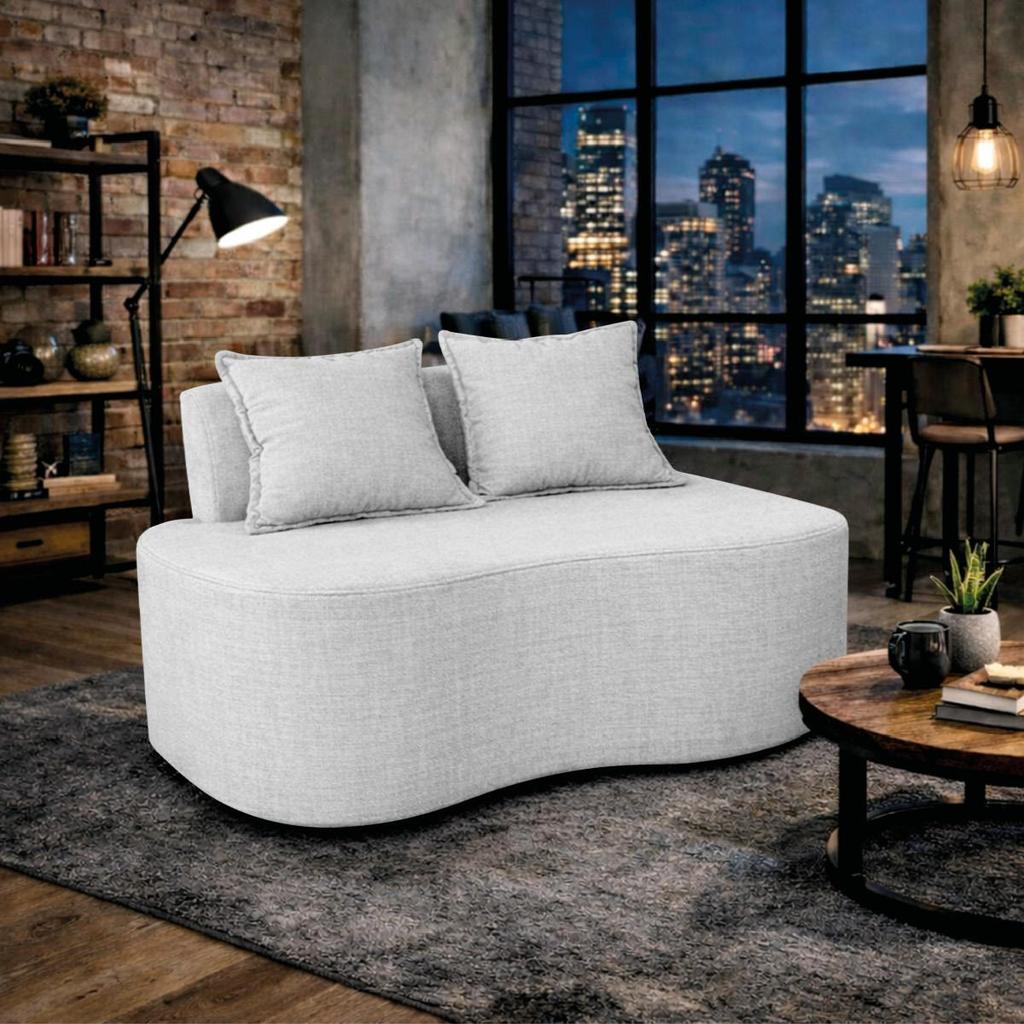 Sofá Curvo Bélle 1 Lugar Sofá Moderno Compacto Decorativo Confortável Bouclé