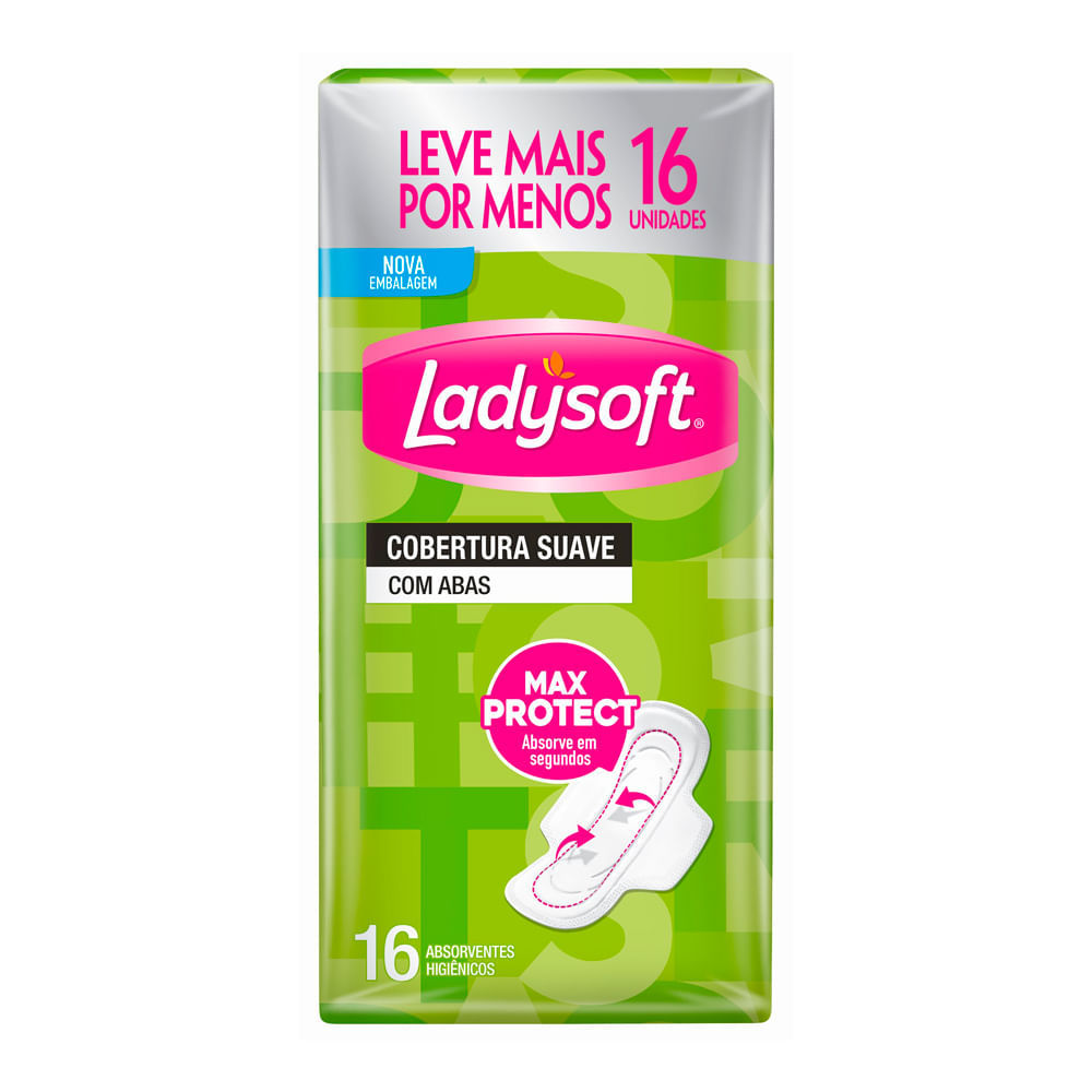 Absorvente Ladysoft Normal Cobertura Suave com Abas 16 Unidades Leve Mais Por Menos
