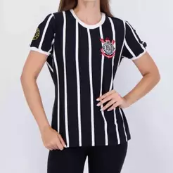 Camiseta Corinthians Coimbra Retrô Democracia Feminina Listrada