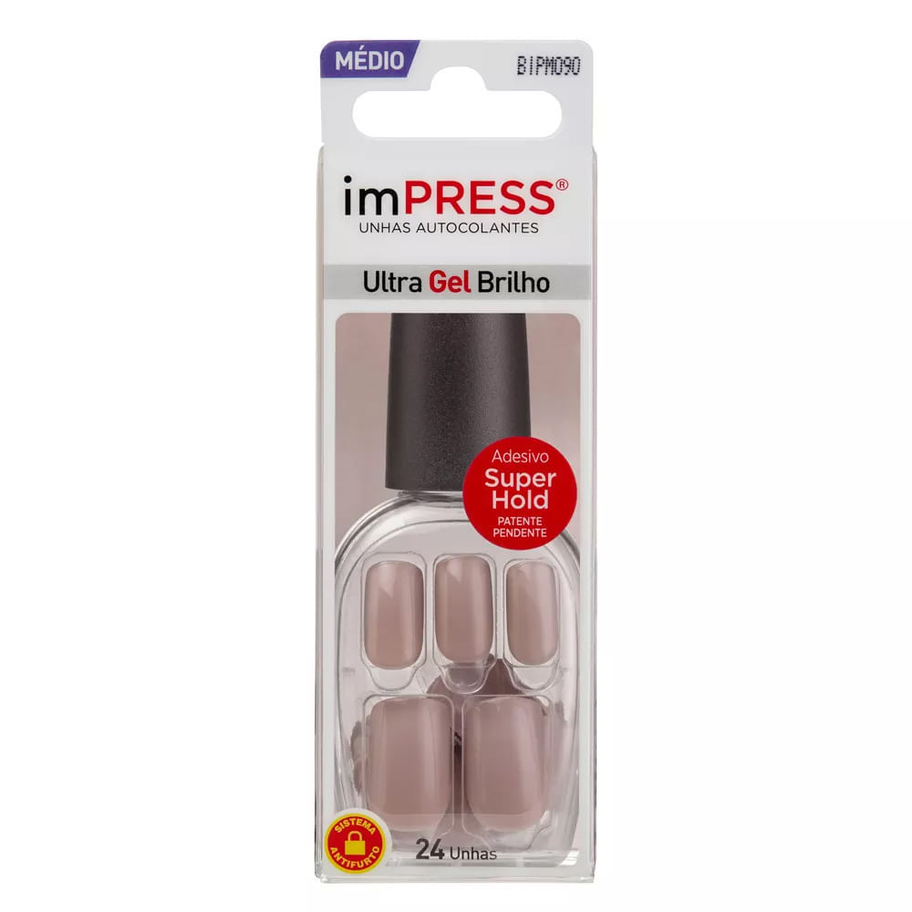 Unhas Postiças Autocolantes First Kiss imPress Ultra Gel Tamanho Médio Sea Sand com 24 Unidades em Oferta na Shopee