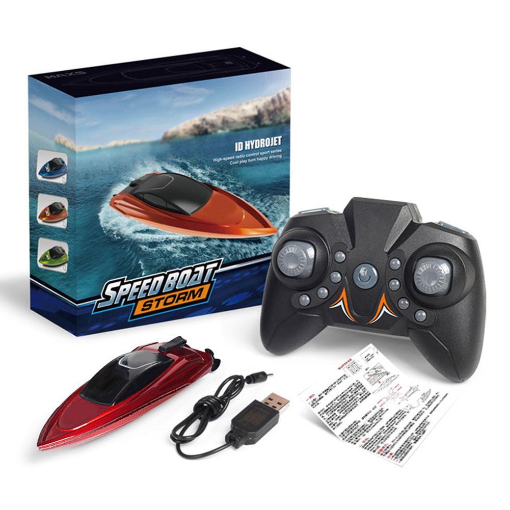 Mini Barcos Rc Barco De Corrida De Alta Velocidade Motores Duplos 2.4g Navio De Controle Brinquedo Piscina Remota C4i8