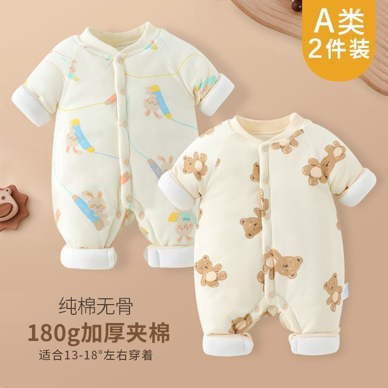 Roupas de bebê recém-nascido outono inverno roupas macacão bebê engrossado acolchoado roupas Outing macacão inverno quen