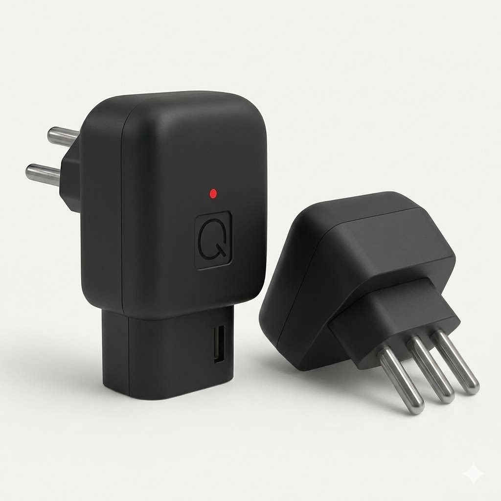 Plug Protetor de Tomada 3 Pinos 10A Preto Desing 90° Que Não Bloqueia Tomadas para Eletrodomésticos