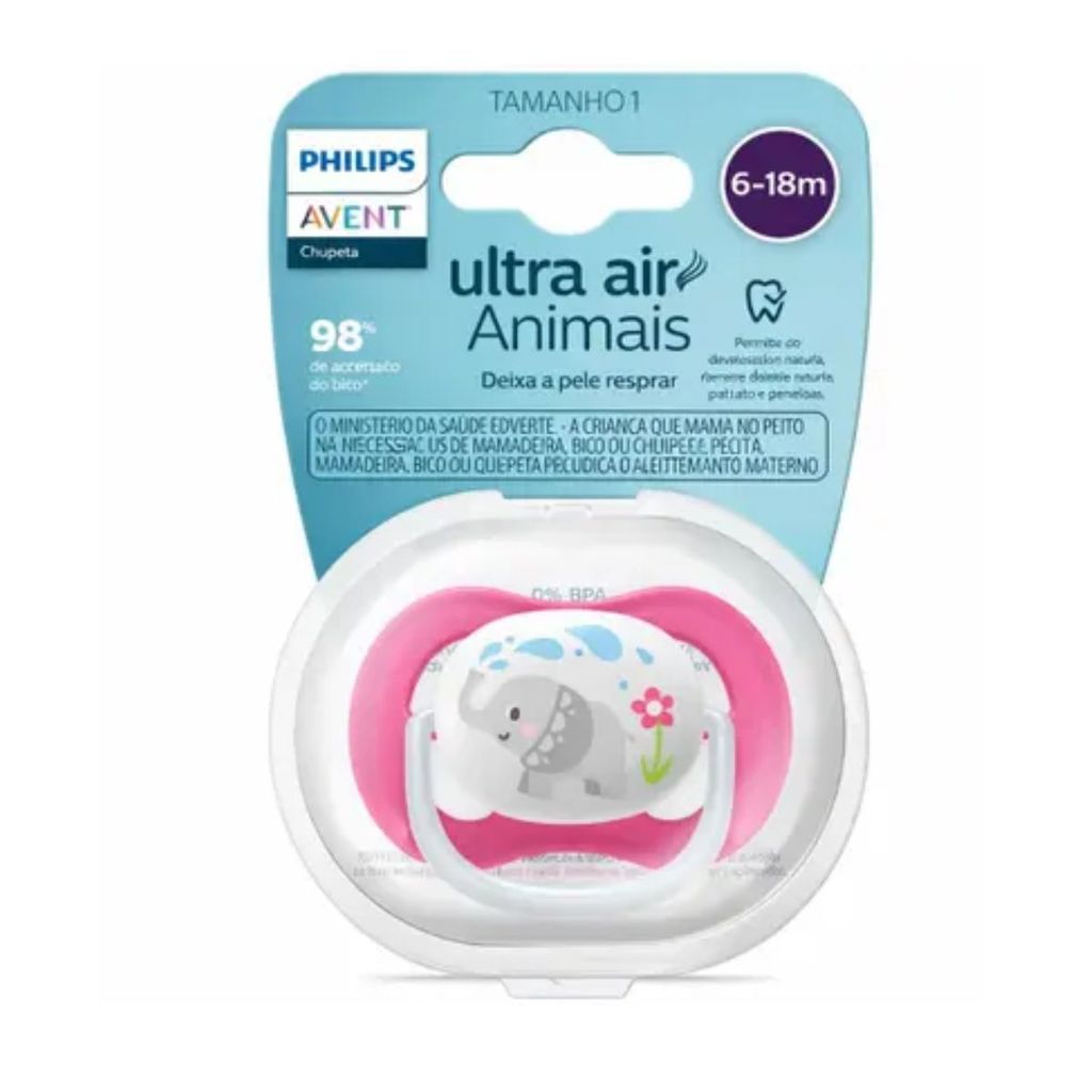 Chupeta Philips Ultra Air 6-18 meses Rosa Elefante - Avent