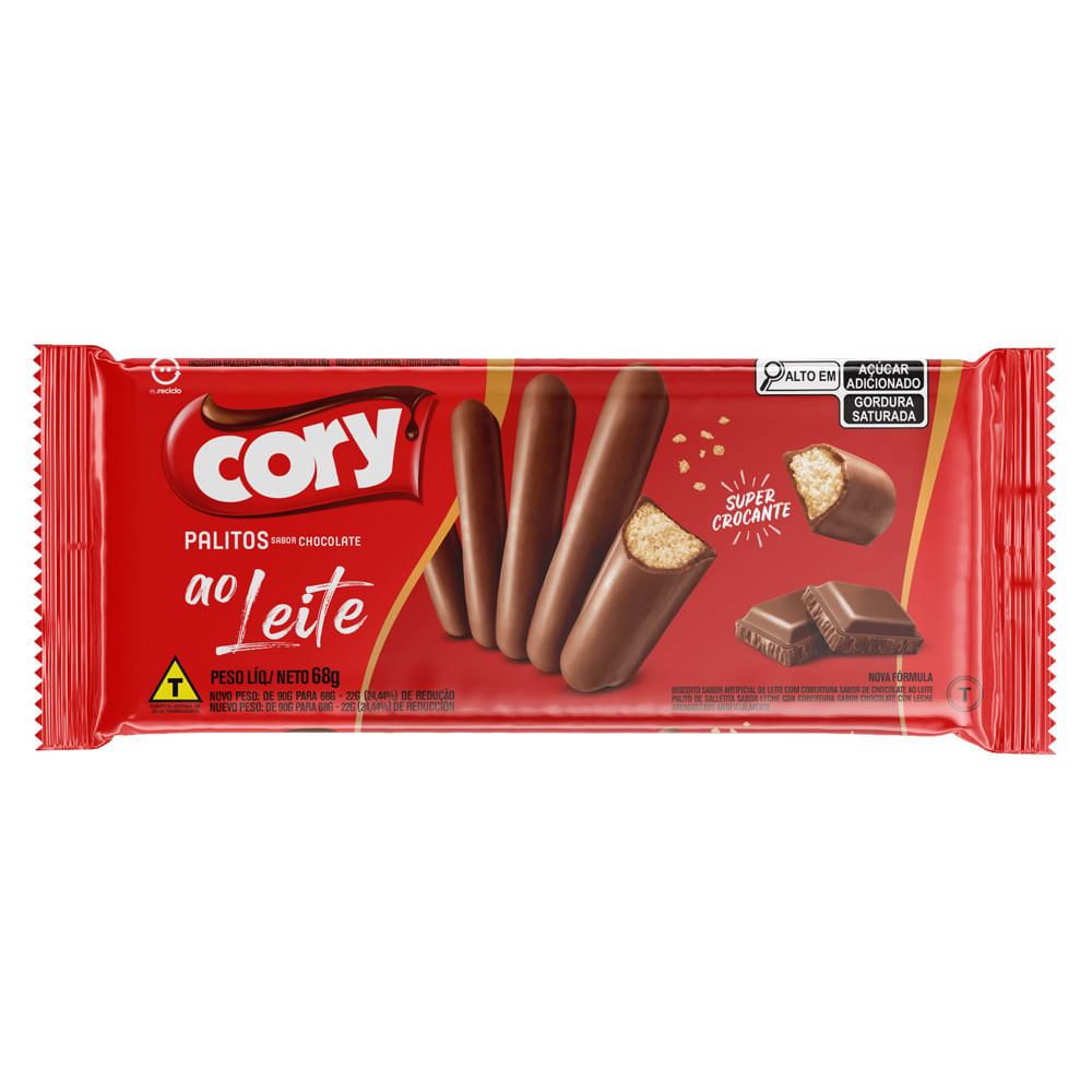 Biscoito Cory Palito Sabor Chocolate ao Leite 68g em Oferta na Shopee