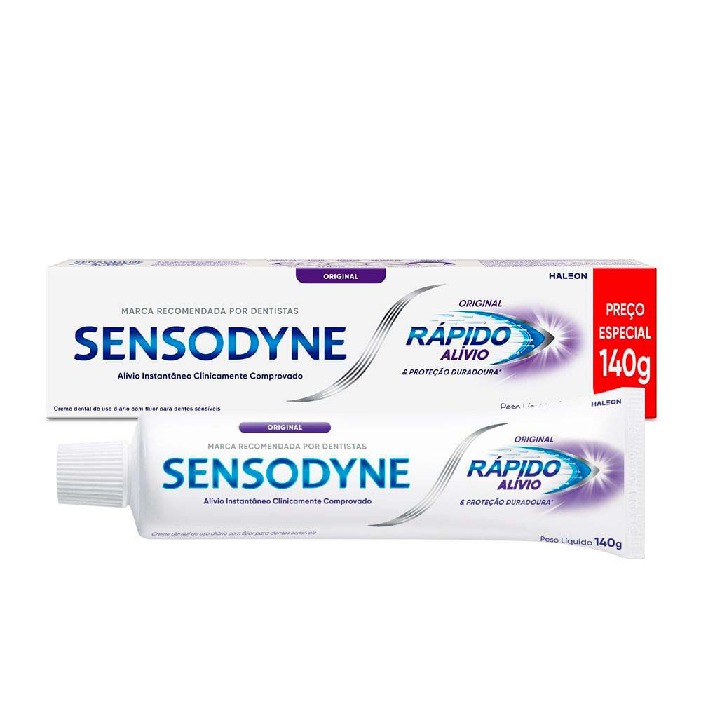 Creme Dental Sensodyne Rápido Alívio Original 140g em Oferta na Shopee