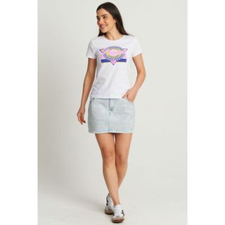 Saia Curta Com Strass Planet Girls Jeans Claro em Oferta na Shopee