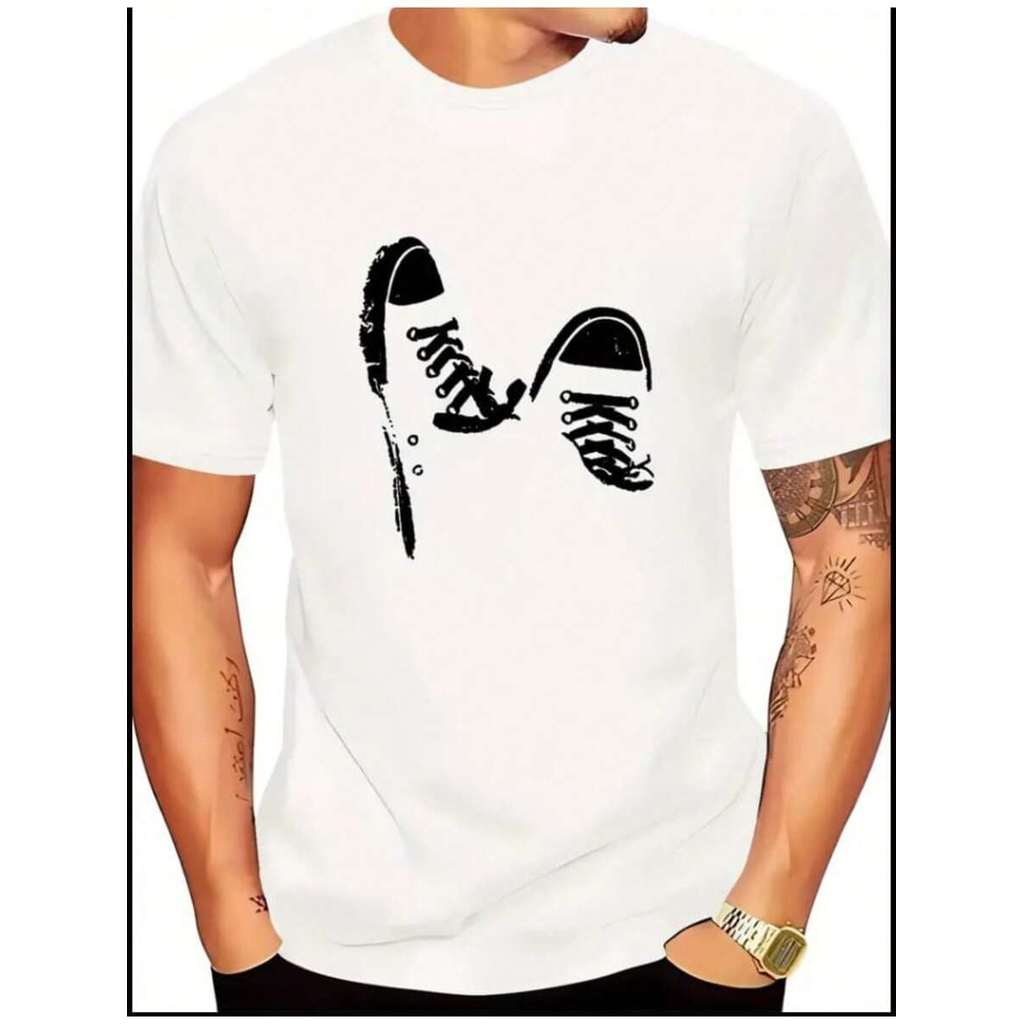Camiseta Masculina TENIS Simples De Manga Curta Gola Redonda Estampada Lançamento