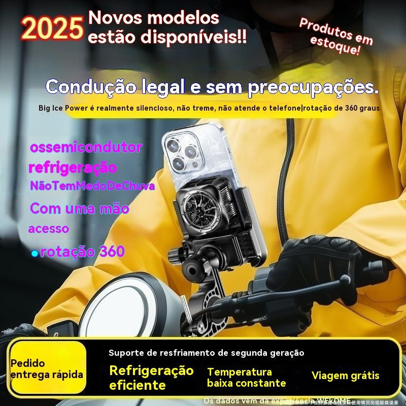 Suporte de celular para motocicleta, refrigerador de celular, suporte de navegação para ciclismo, dispositivo de resfria