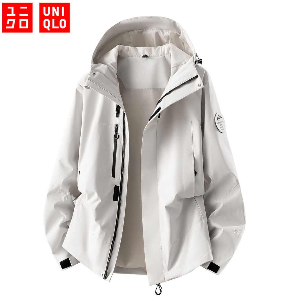 12 Cores) UNIQLO Jaqueta Impermeável Masculina Solta Respirável À Prova De Vento Com Capuz