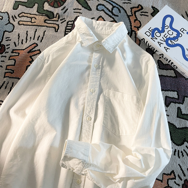 Estilo japonês Commuter camisa branca masculina de manga comprida Polegada camisa primavera estilo coreano camisa na mod