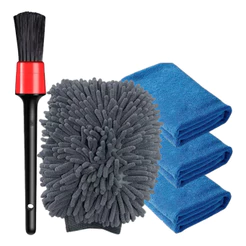 Toalha Pano De Microfibra Automotivo Luva Microfibra Pincel Cor Azul
