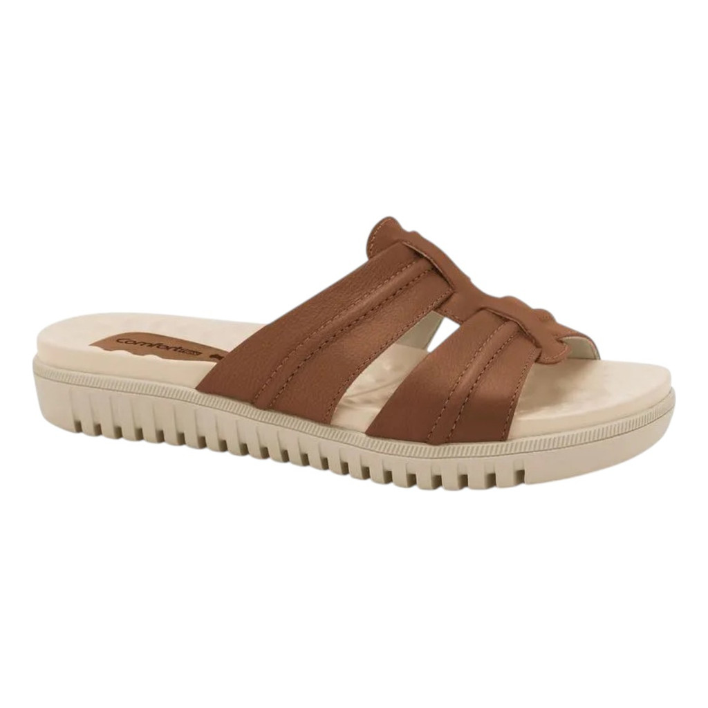 Sandália Feminina Comfortflex Flat Toffee Confortável Leve Casual Elegante Moda Feminina