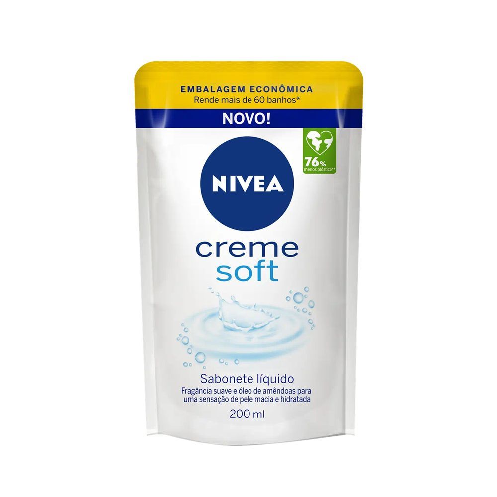 Sabonete Líquido Nivea Creme Soft Refil 200ml em Oferta na Shopee