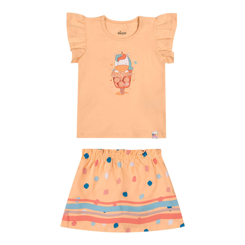 Conjunto Bebê Menina Unicórnio Com Pompom Elian Laranja em Oferta na Shopee