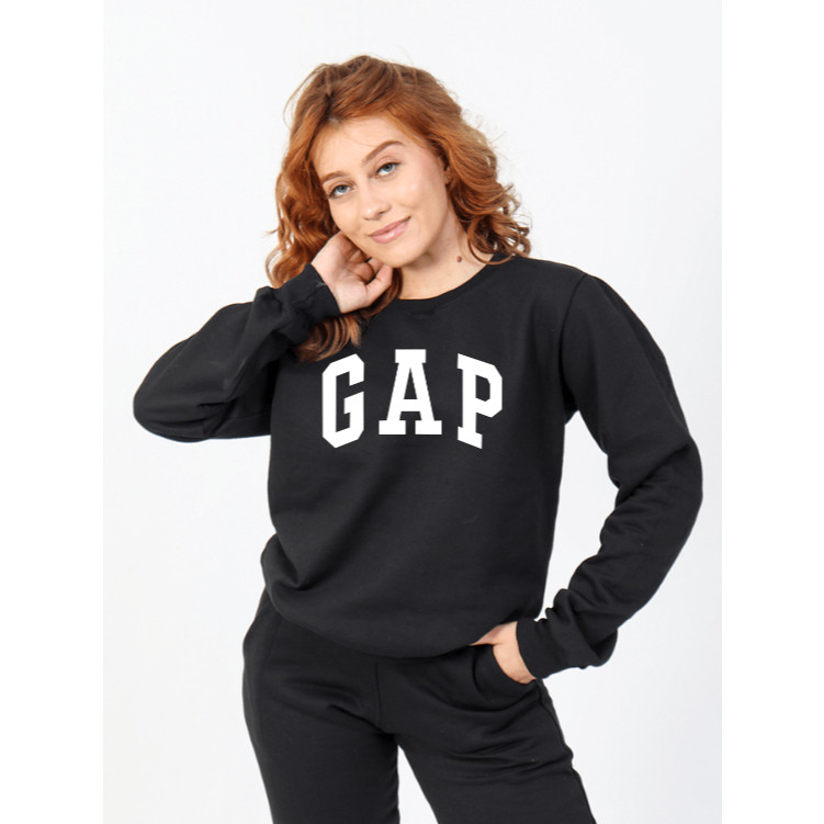 Blusa Moletom Preta GAP Flanelada Manga Longa SEM CAPUZ Estampa Classica e Famosa