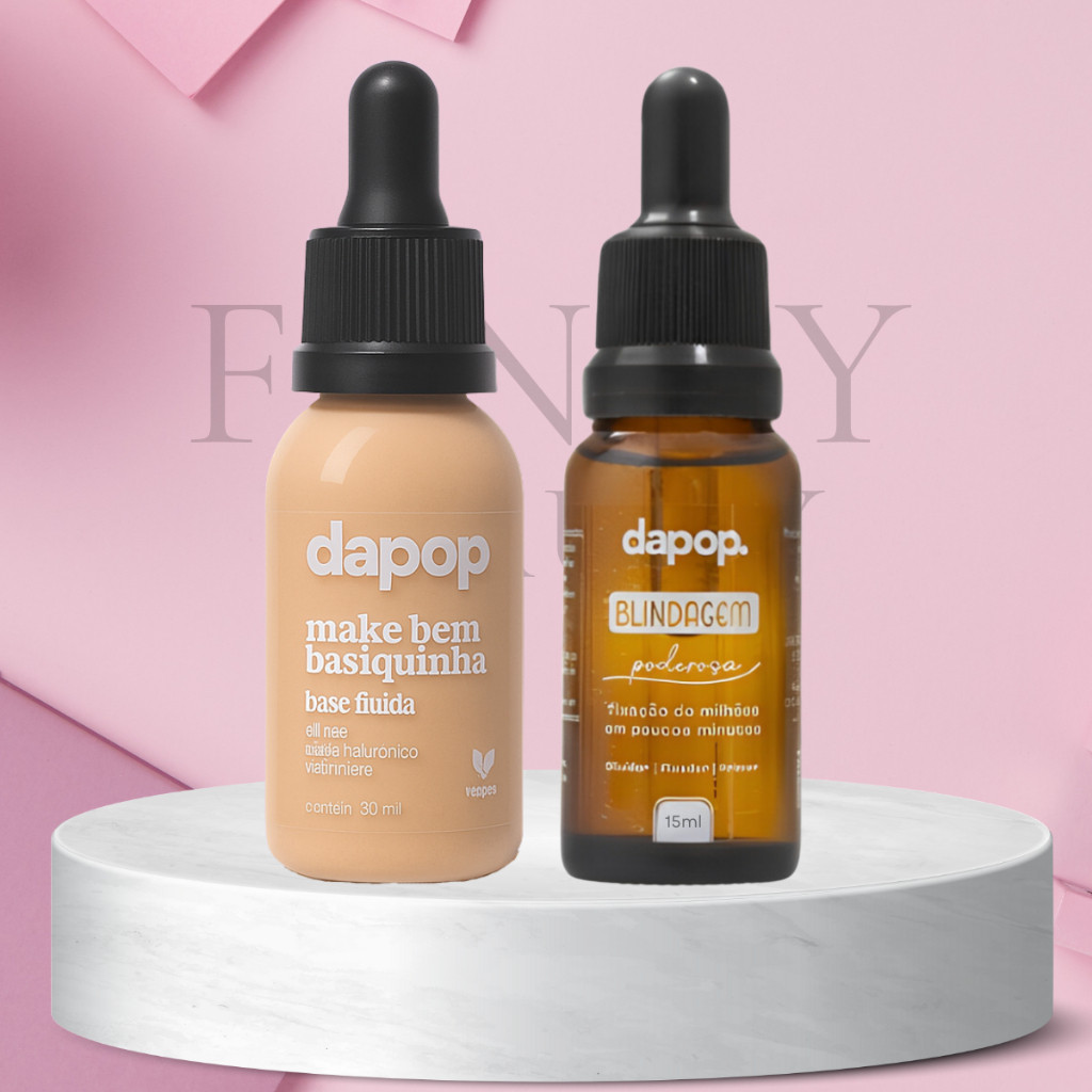 Kit Base Fluida Make Basiquinha Dapop +Blindagem de Maquiagem Primer Fixador Diluidor