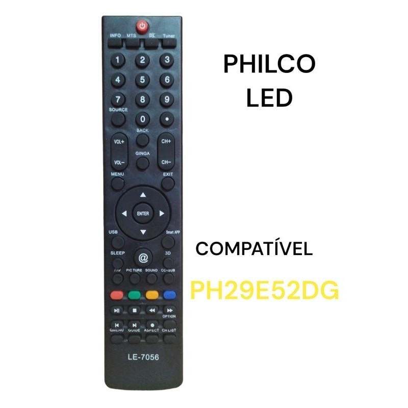 Controle Remoto Compativel Tv Phil...co Led PH42M61DSG LED PH42M61DSGW LED LE-7056