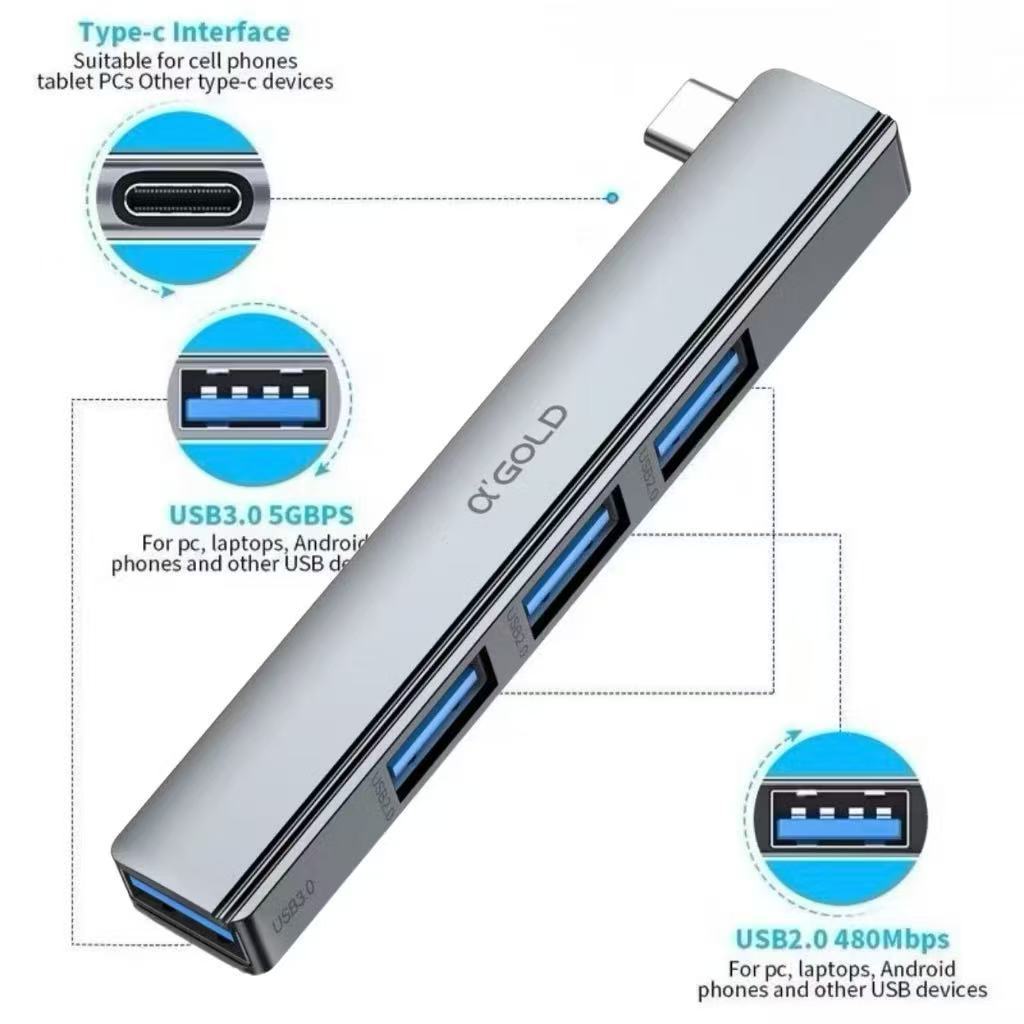 Hub USB 3.0 Adaptador Alta Velocidade com 4 Portas USB Switch OTG Multi Splitter para Notebook e PC