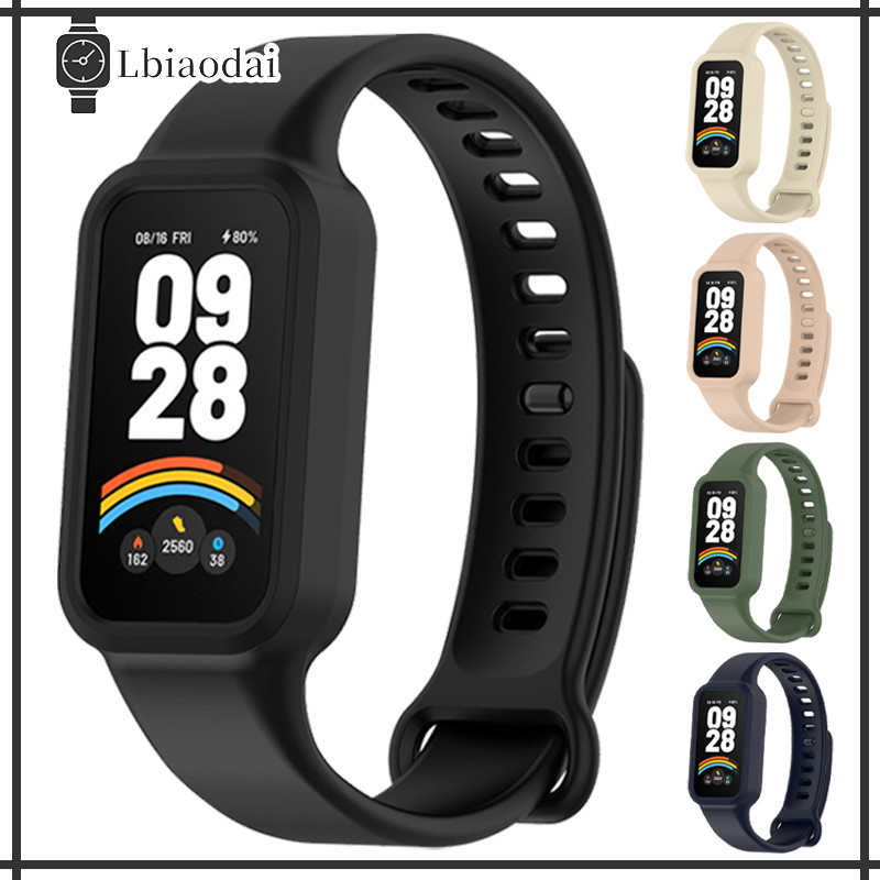 Pulseira Capa De Silicone Esportiva Para Xiaomi Smart Band 9 Active/Redmi Band 3 Capinha Strap Protetor De Tela