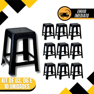 Banqueta De Plástico Preta Resistente Reforçada Adulto Preta Suporta Até 120kg em Oferta na Shopee