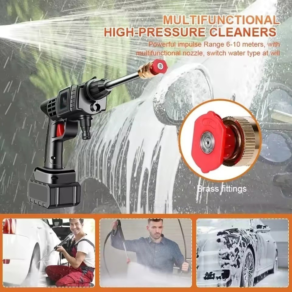 Detalhes do Lavadora de alta pressão profissional portátil sem fio de dupla voltagem, 110 V e 220 V, com um par de baterias de 48 V