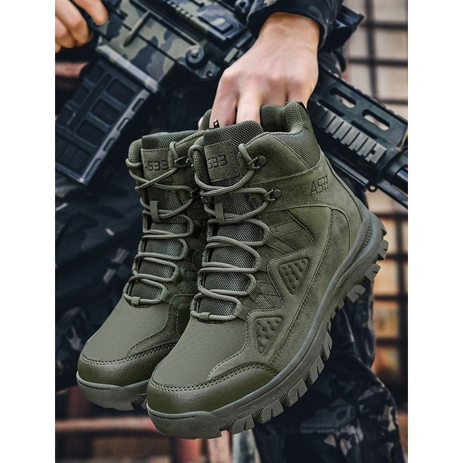 Botas táticas militares masculinas ultraleves, antiderrapantes, de cano alto, para escalada no deserto, com respirabilid