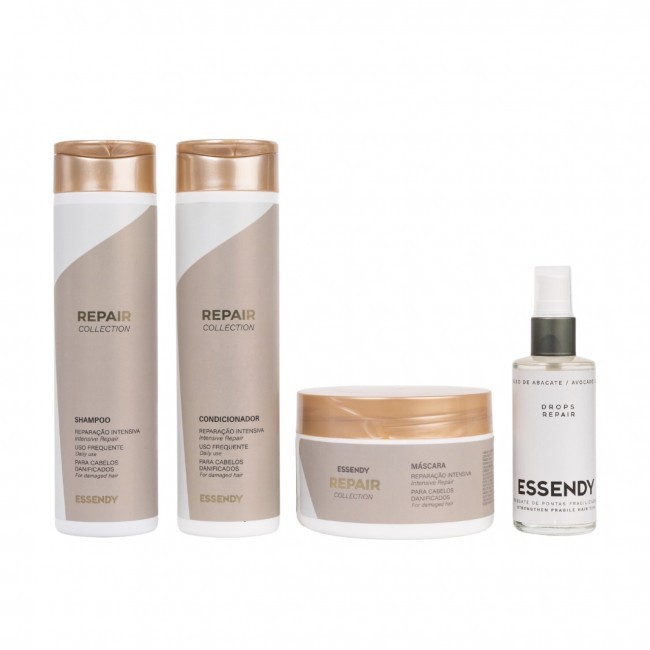 Kit Repair Collection 250ml com Óleo 60ml Essendy - Shampoo Condicionador Máscara 250ml e Drops Repair 60 ml
