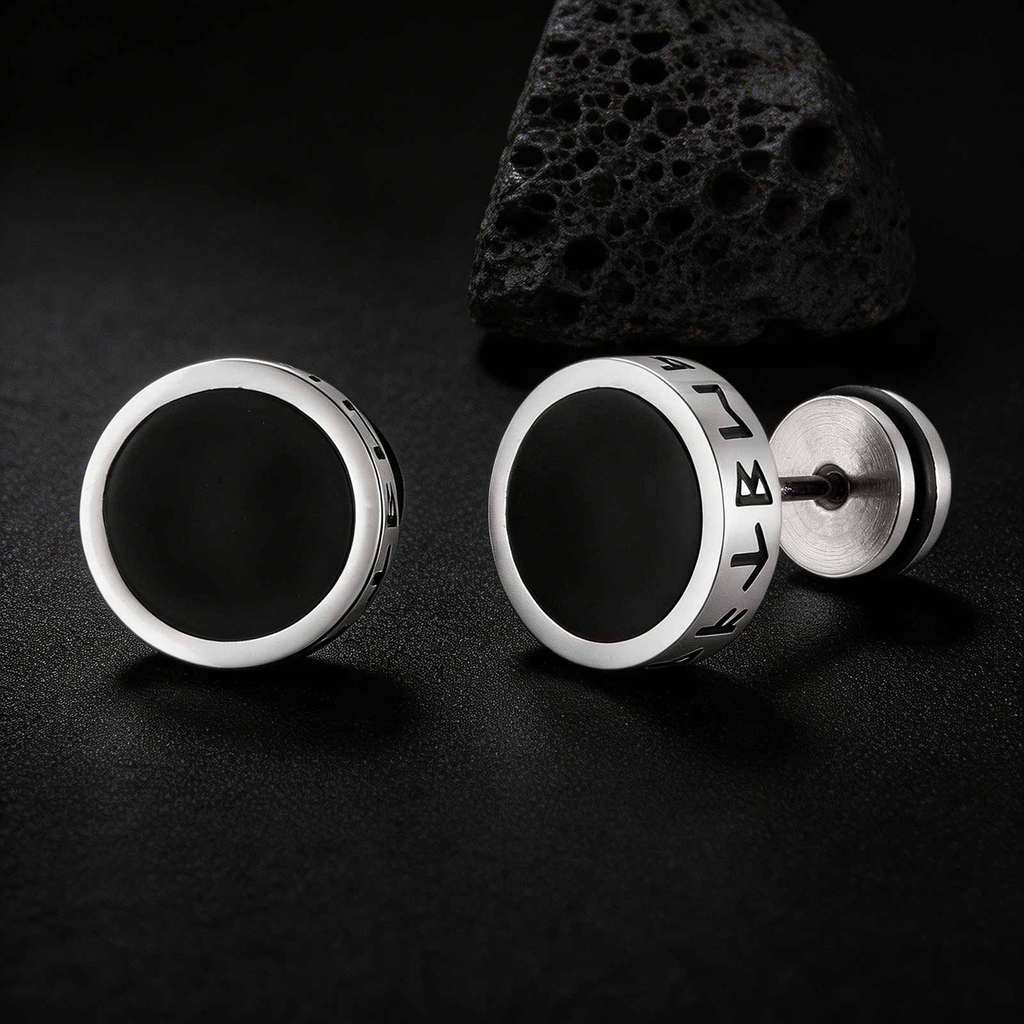Brincos Viking Da Moda Masculina Vnox, De Talismã Sorte Em Aço Inoxidável, Joias Para Presentes · foto 2