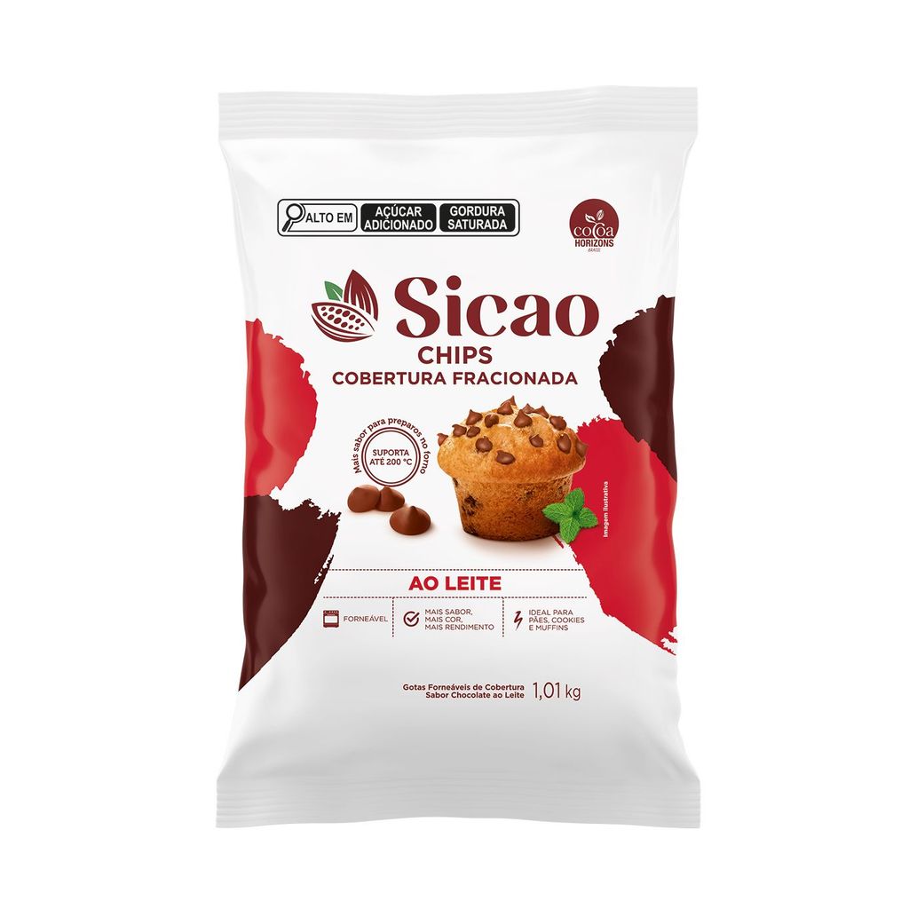 Chips Cobertura Fracionada Sicao Ao Leite 1,01kg em Oferta na Shopee